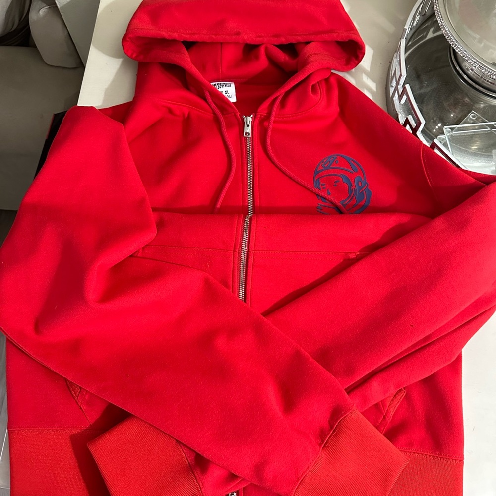 Billionaire Boys club Red Zip-Up Hoodie with Logo